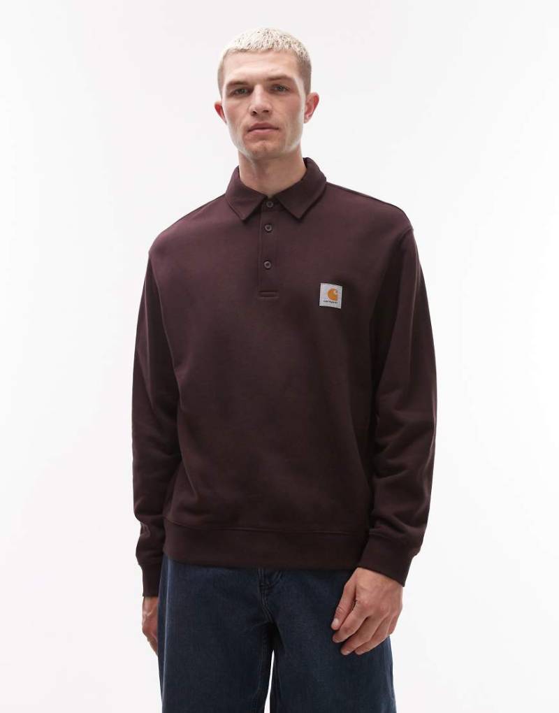 Carhartt WIP - Polo-Sweatshirt in Dunkelbraun von Carhartt WIP