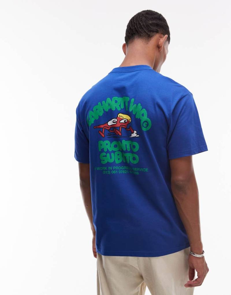 Carhartt WIP - Pronto - Locker geschnittenes T-Shirt in Blau mit Motivprint von Carhartt WIP