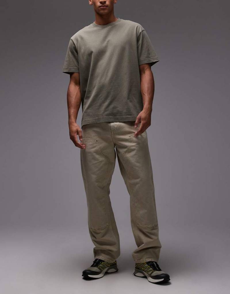 Carhartt WIP - Relaxed-Fit-Jeans mit geradem Schnitt in brauner Kalkwaschung mit doppellagiger Kniepartie-Neutral von Carhartt WIP