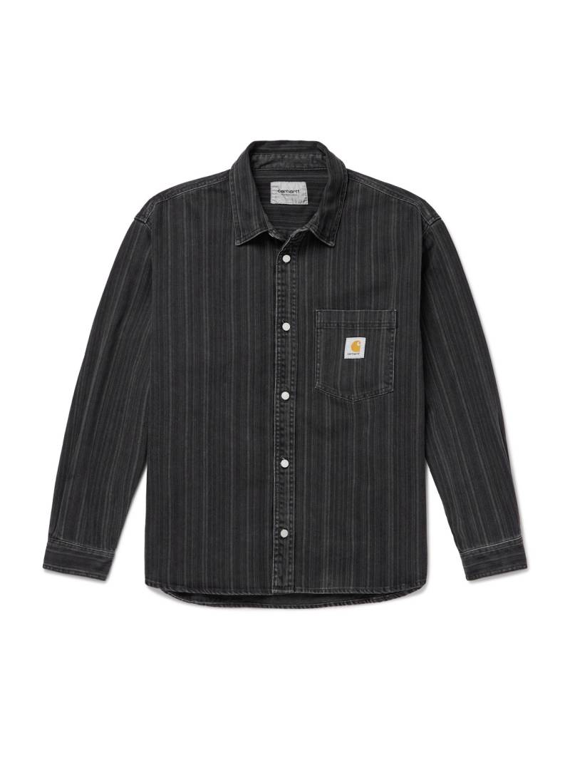Carhartt WIP - Rylan Logo-Appliquéd Striped Denim Shirt Jacket - Men - Black - S von Carhartt WIP