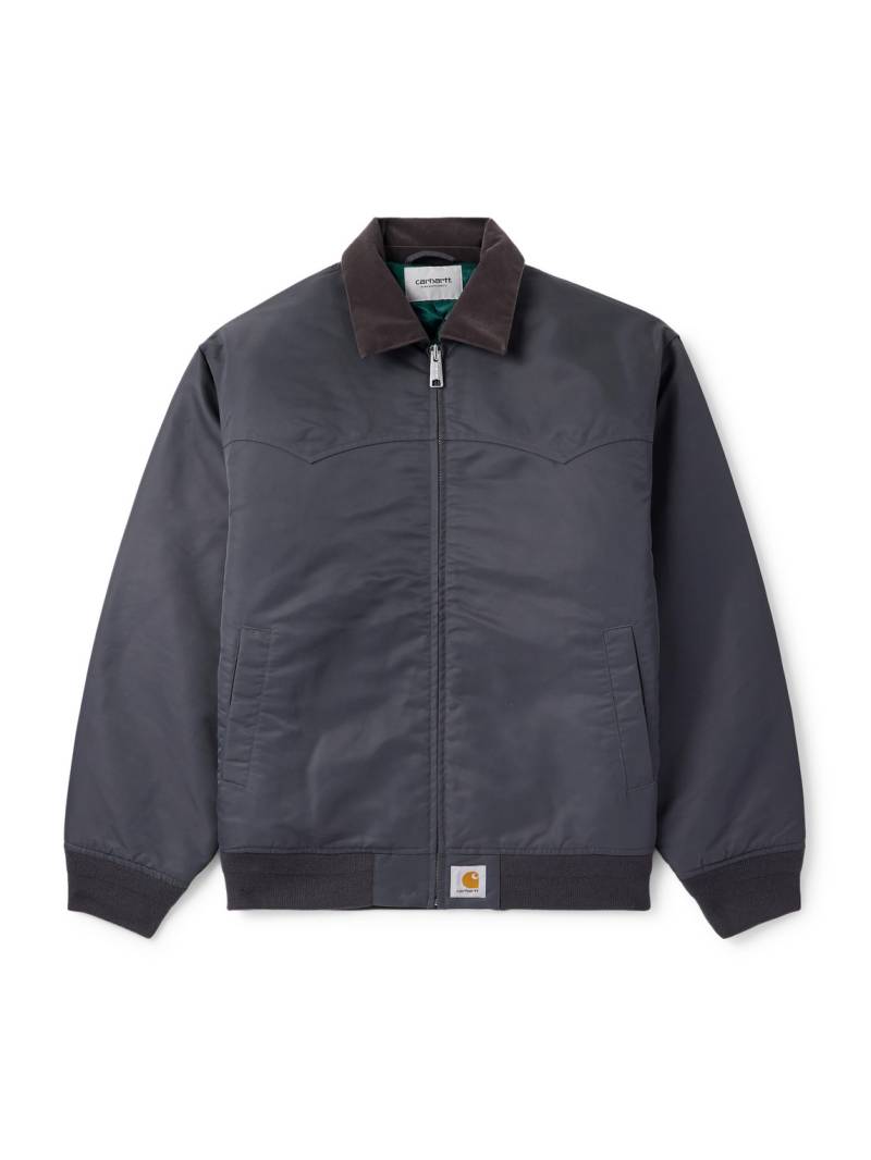 Carhartt WIP - Santa Fe Alumni Velvet-Trimmed Nylon-Twill Bomber Jacket - Men - Gray - XL von Carhartt WIP
