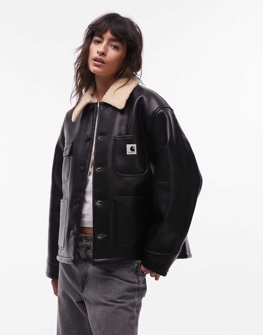 Carhartt WIP - Shepton OG - Jacke aus Kunstleder in Schwarz von Carhartt WIP