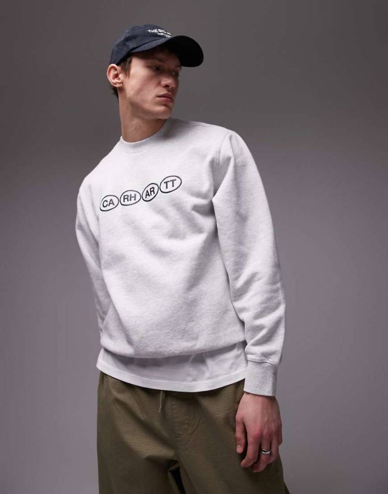 Carhartt WIP - Sweatshirt in Grau mit Sticker-Grafiken von Carhartt WIP