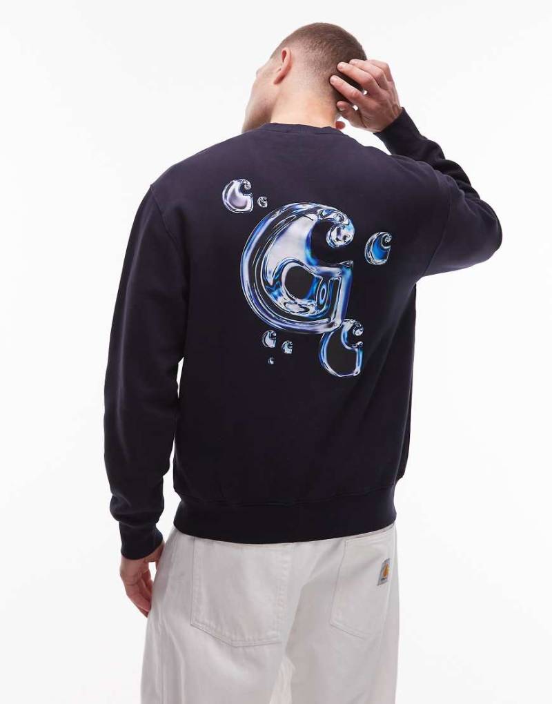 Carhartt WIP - Sweatshirt in Marineblau mit Solar-Chrom-Logo auf der Rückseite von Carhartt WIP