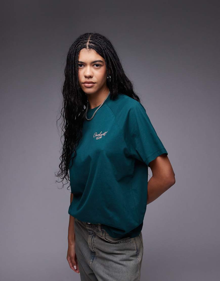 Carhartt WIP - T-Shirt in Grün mit Schriftzug von Carhartt WIP