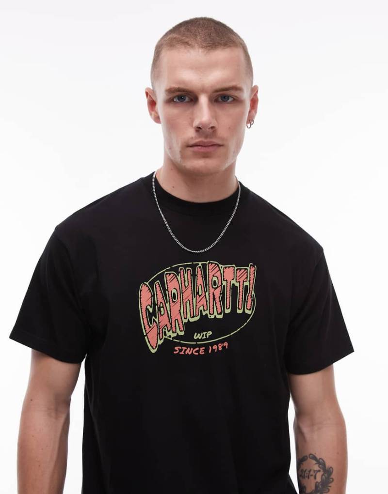 Carhartt WIP - T-Shirt in Schwarz mit Hot-Script-Textgrafik von Carhartt WIP