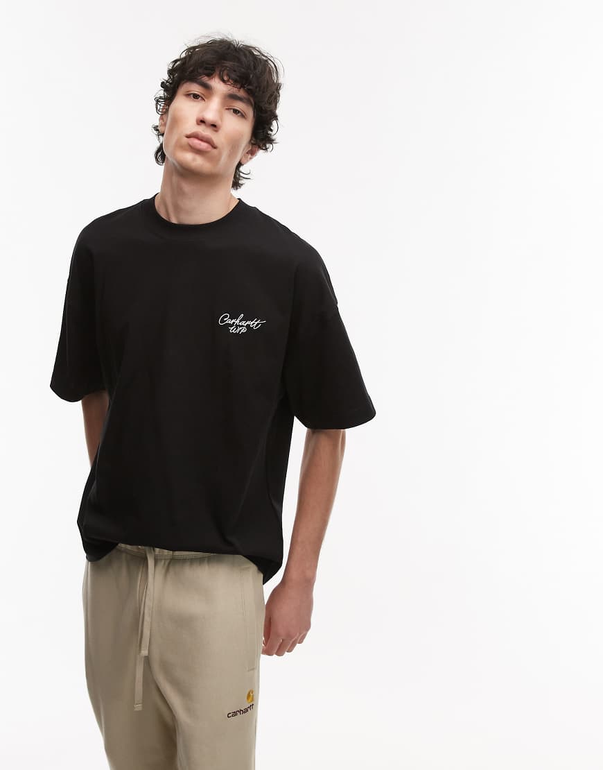 Carhartt WIP - T-Shirt in Schwarz mit Signatur-Schriftzug von Carhartt WIP