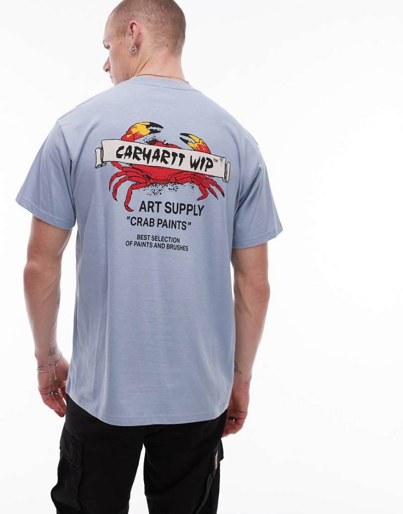 Carhartt WIP - T-Shirt in Staubblau mit Krabben-Grafikprint von Carhartt WIP