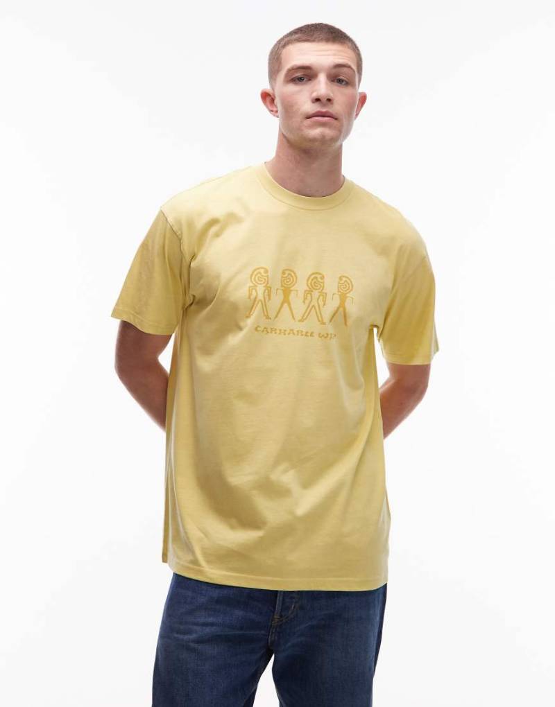 Carhartt WIP - Terrestrial - Loose Fit T-Shirt in Gelb mit Motivprint von Carhartt WIP