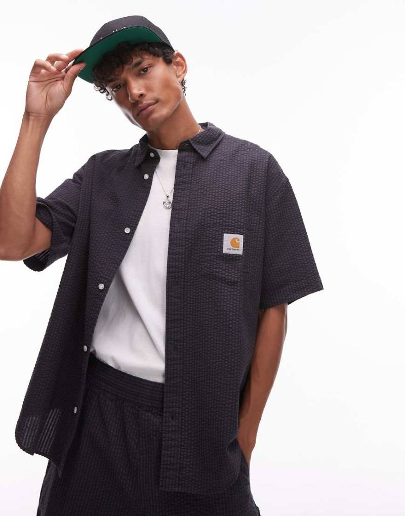 Carhartt WIP - Toland - Seersucker-Hemd in lockerer Passform in Schwarz, Kombiteil von Carhartt WIP