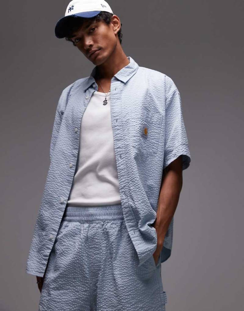 Carhartt WIP - Toland - Seersucker-Hemd lockerer Passform in Blau, Kombiteil von Carhartt WIP