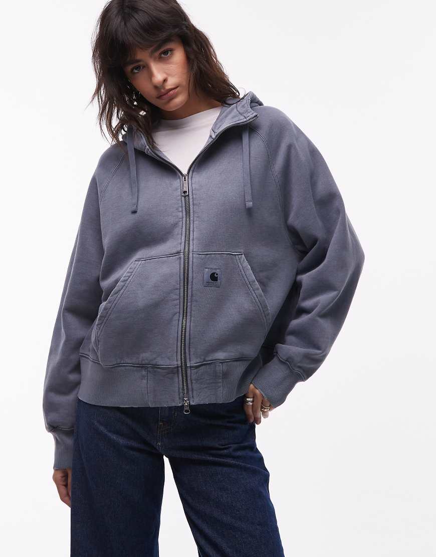 Carhartt WIP - Torian - Kastige Kapuzenjacke in verwaschenem Blau mit durchgehendem Reißverschluss von Carhartt WIP