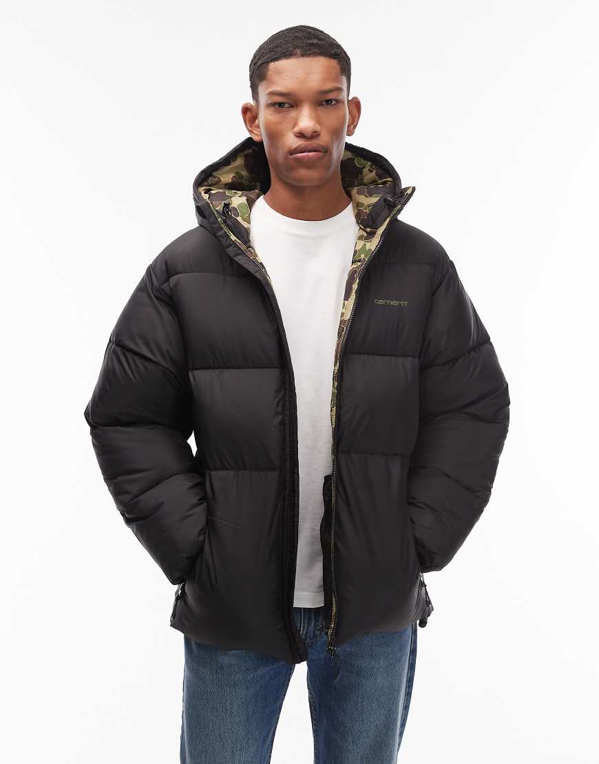 Carhartt WIP - Toronto - Wasserabweisende Pufferjacke in Schwarz mit Futter mit Military-Muster von Carhartt WIP