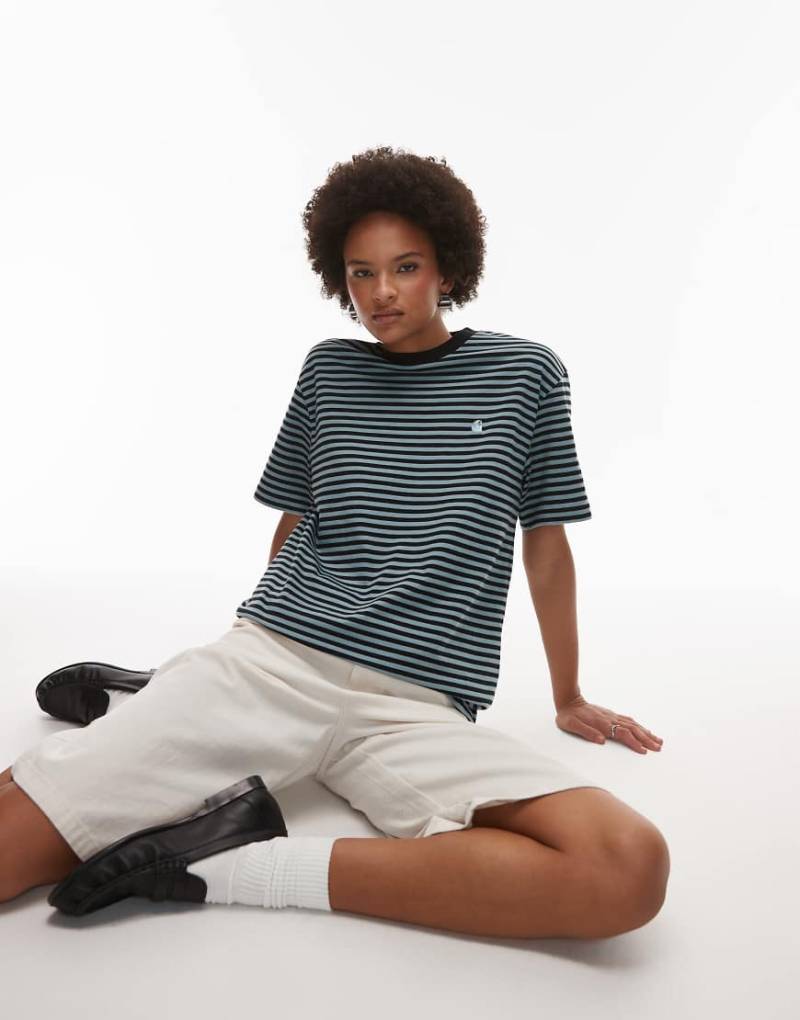 Carhartt WIP - Verner - T-Shirt mit Streifen in Schwarz und Blau von Carhartt WIP