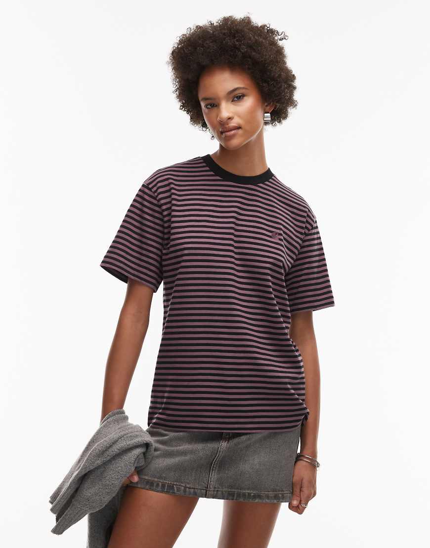 Carhartt WIP - Verner - T-Shirt mit Streifen in Schwarz und Rosa von Carhartt WIP