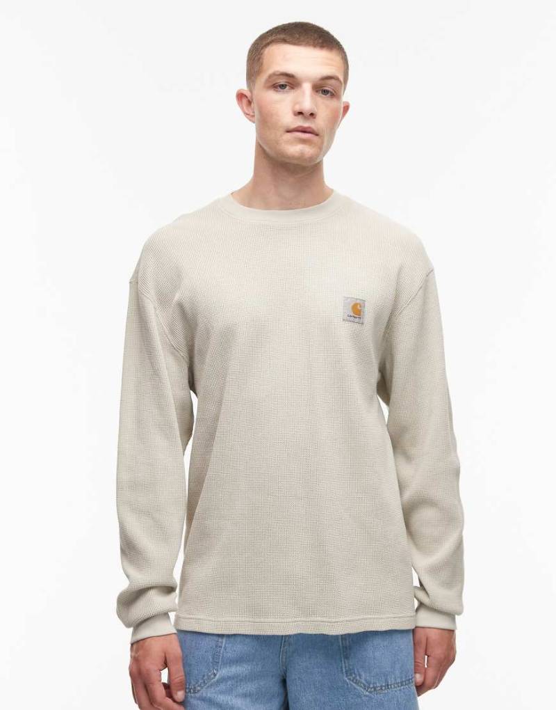 Carhartt WIP - Vista - Langärmliges, locker sitzendes Shirt in Beige mit Waffelstruktur-Neutral von Carhartt WIP