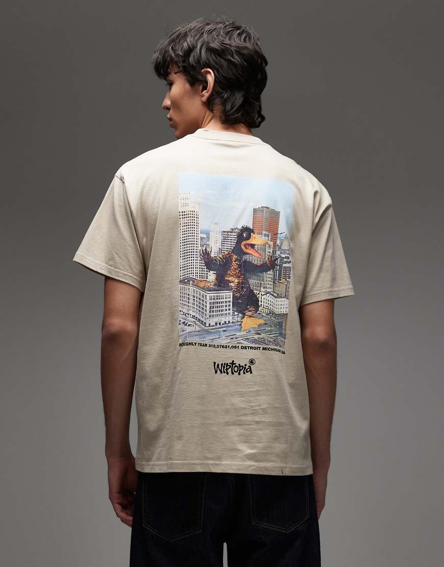 Carhartt WIP - Wiptopia - Locker sitzendes T-Shirt in Beige mit Rückenprint-Neutral von Carhartt WIP