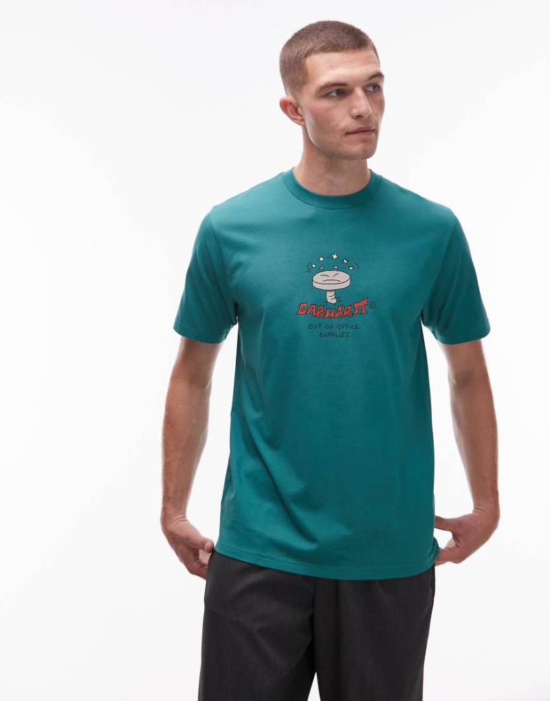 Carhartt WIP - Work Life Romance - Locker sitzendes T-Shirt in Grün mit Grafikmotiv von Carhartt WIP