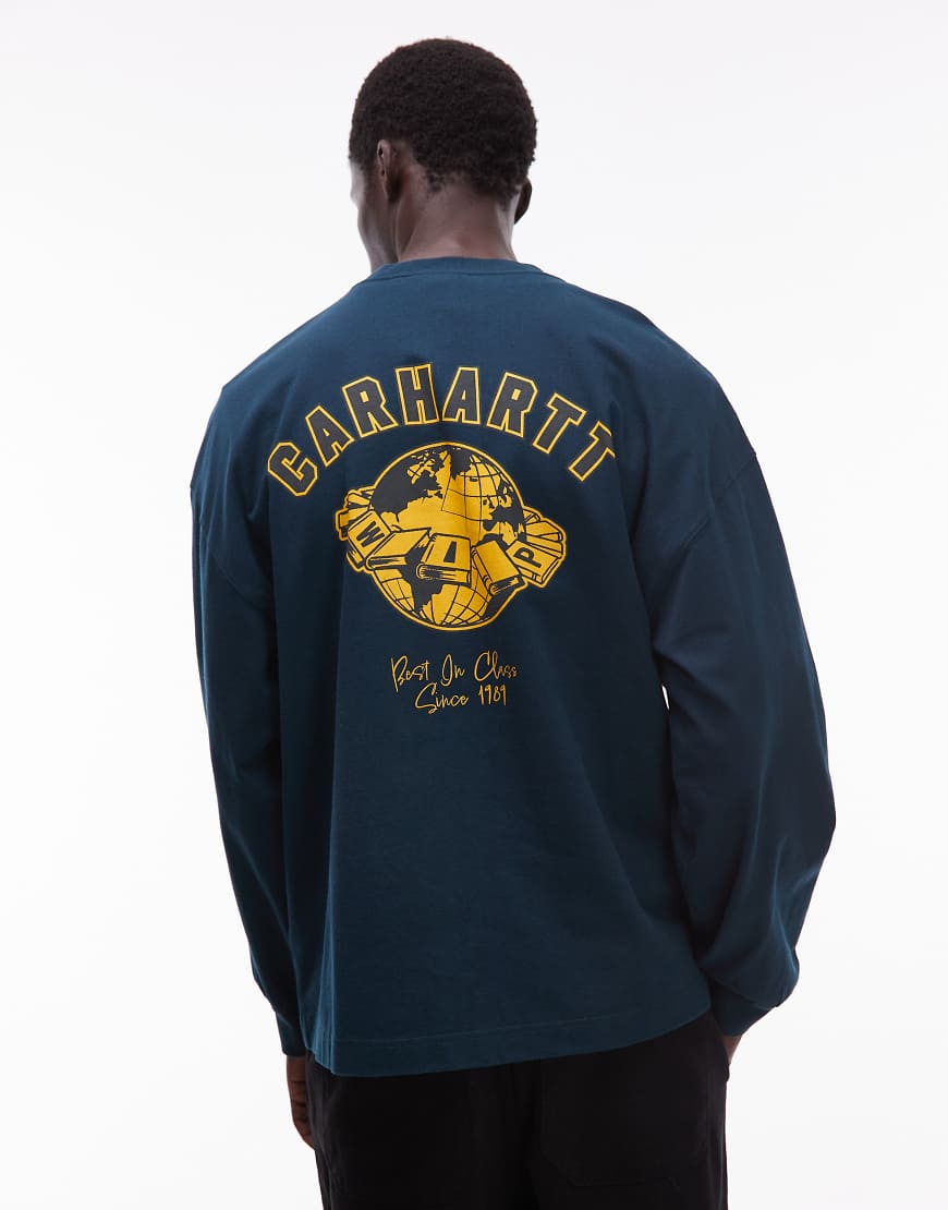 Carhartt WIP - World Class - Langärmliges, kastiges und locker sitzendes T-Shirt in Grün von Carhartt WIP