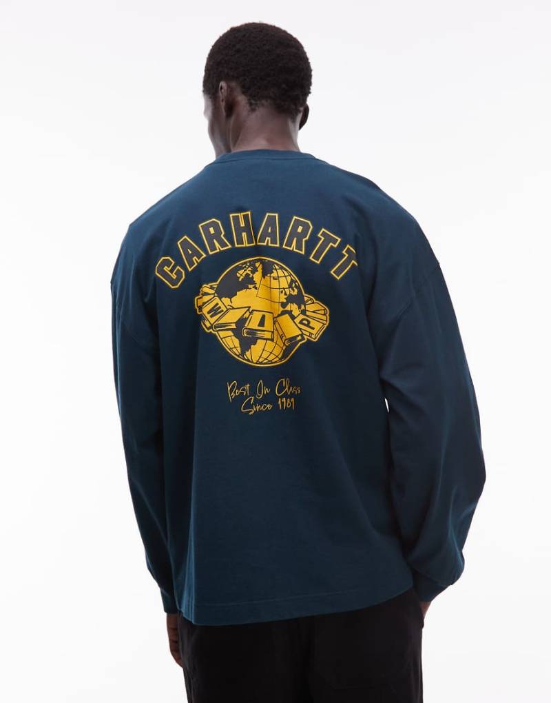 Carhartt WIP - World Class - Langärmliges, kastiges und locker sitzendes T-Shirt in Grün von Carhartt WIP