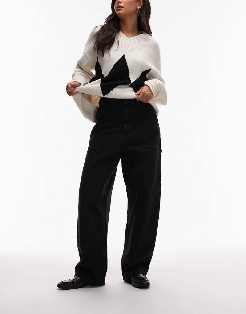 Carhartt Wip - Brandon - Lockere Jeans in schwarzer Stone-Waschung mit doppellagiger Kniepartie Carhartt Wip - Brandon - Lockere Jeans in schwarzer Stone-Waschung mit doppellagiger Kniepartie von Carhartt WIP