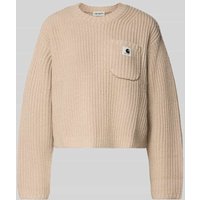 Carhartt Work In Progress Cropped Strickpullover mit Brusttasche in Beige, Größe XS von Carhartt Work In Progress