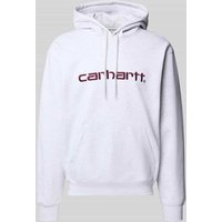 Carhartt Work In Progress Hoodie mit Label-Stitching und Känguru-Tasche in Hellgrau Melange, Größe M Carhartt Work In Progress Hoodie mit Label-Stitching und Känguru-Tasche in Hellgrau Melange, Größe M von Carhartt Work In Progress