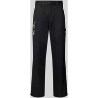 Carhartt Work In Progress Regular Fit Hose mit Motiv-Stitching Modell 'DUCKS' in Black, Größe L von Carhartt Work In Progress