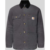 Carhartt Work In Progress Regular Fit Jacke mit Umlegekragen Modell 'Chore' in Anthrazit, Größe S von Carhartt Work In Progress