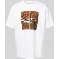 Carhartt Work In Progress T-Shirt mit Label-Print Modell 'VALLEY' in Weiss, Größe XXL von Carhartt Work In Progress