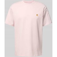 Carhartt Work In Progress T-Shirt mit Logo-Stitching Modell 'CHASE' in Hellrosa, Größe XXL von Carhartt Work In Progress