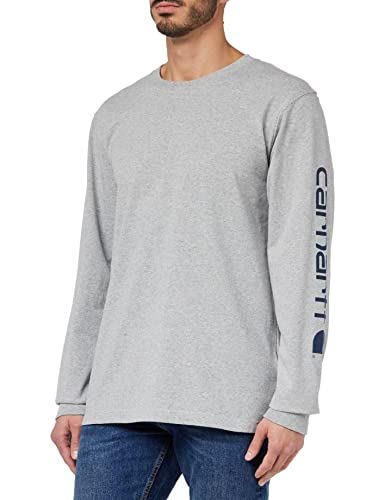 Carhartt, Herren, Lockeres, schweres, langärmliges T-Shirt mit Logo-Grafik auf dem Ärmel, Grau meliert, M von Carhartt