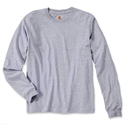 EK231 Longsleeve Logo Langarm Shirt 100% Baumwolle - Farbe: Heather Grey - Größe: L von Carhartt Workwear