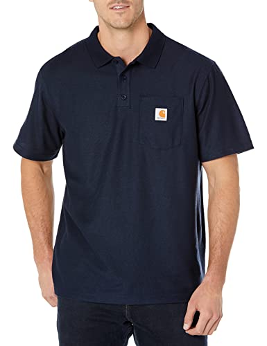 Carhartt, Herren, Weites, mittelschweres, kurzärmliges Polohemd mit Tasche, Marineblau, XL von Carhartt