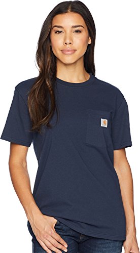 Carhartt, Damen, K87 Weites, schweres, kurzärmliges T-Shirt mit Tasche, Marineblau, XS von Carhartt