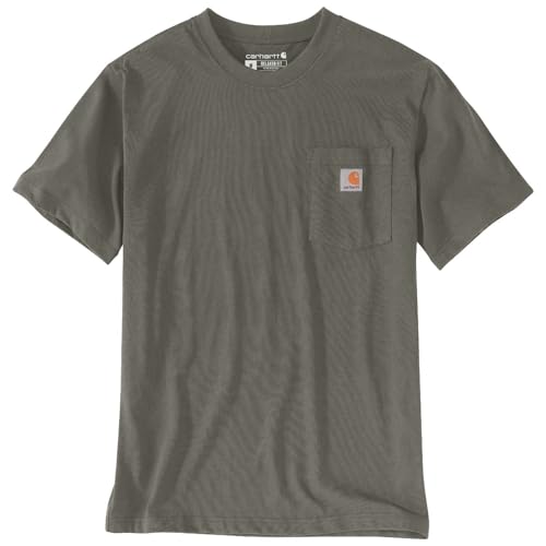 Carhartt, Herren, K87 Lockeres, schweres, kurzärmliges T-Shirt mit Tasche, Dusty Olive, L von Carhartt