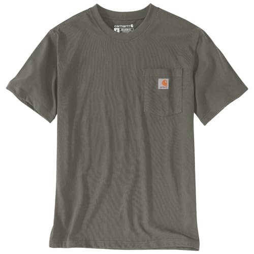 Carhartt, Herren, K87 Lockeres, schweres, kurzärmliges T-Shirt mit Tasche, Dusty Olive, M von Carhartt