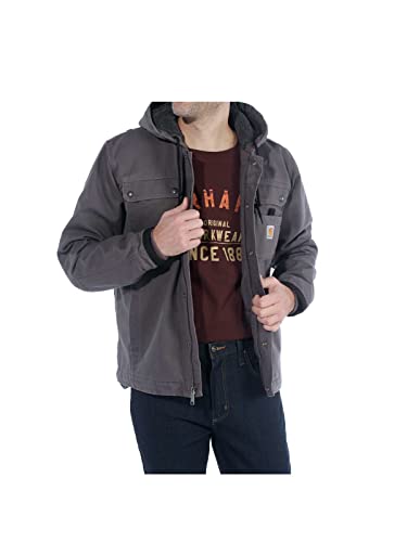 Carhartt, Herren, Lockere Arbeitsjacke aus ausgewaschenem Segelleinen mit Sherpa-Futter, Kiesel, S von Carhartt