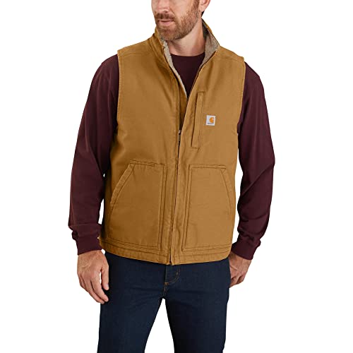 Carhartt Herren Loose Fit Washed Duck Sherpa-Lined Weste, Carhartt® Braun, XXL von Carhartt