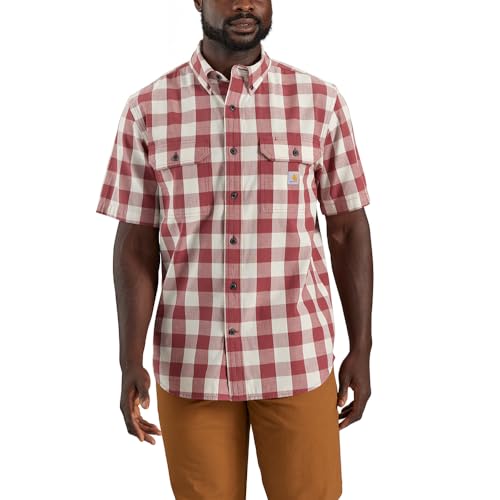 Carhartt 106140 Herren-Hemd, lockere Passform, mittelschwer, kurzärmelig, kariert, Apfelbutter, L von Carhartt
