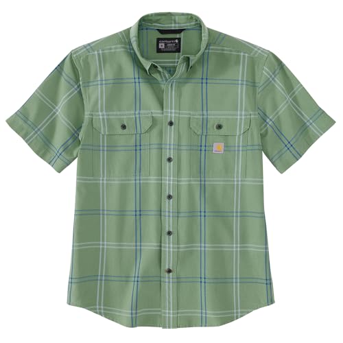 Carhartt Loden Frost 106140 Herren-Hemd, lockere Passform, mittelschwer, kurzärmelig, kariert, Größe L, Loden Frost, L Groß Tall von Carhartt