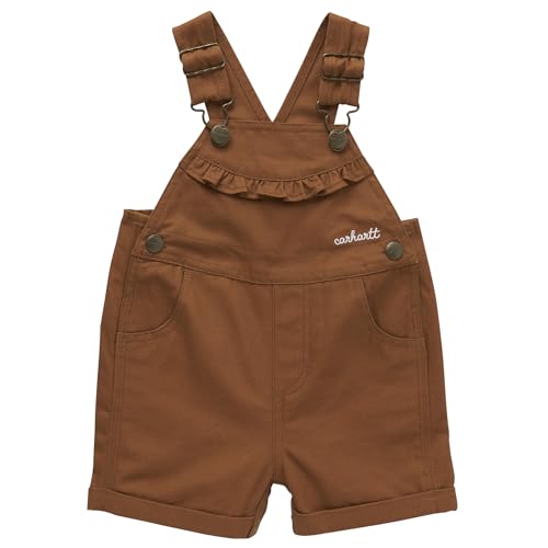 Carhartt Baby-Mädchen-Overall mit Rüschen vorne, Canvas-Shortalls, Carhartt Braunes Segeltuch, 6 Months von Carhartt