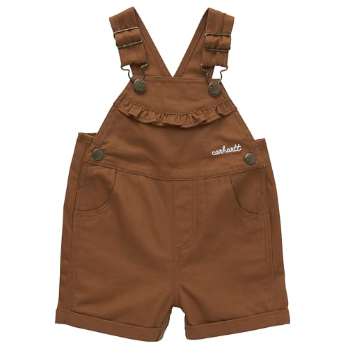 Carhartt Baby-Mädchen Rüschenfront-Overall Shorts aus Segeltuch, Carhartt Brown, 4T von Carhartt