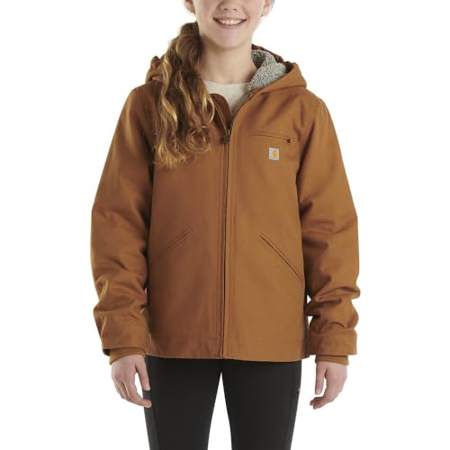 Carhartt Kid's CP9547 Isolierte Kapuzenjacke aus Segeltuch – Mädchen – Größe S (7–8) – Carhartt Brown von Carhartt