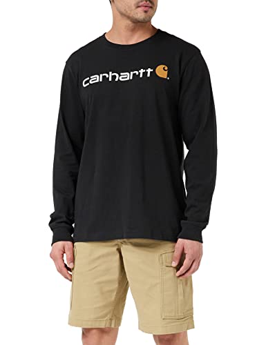 Carhartt, Herren, Lockeres, schweres, langärmliges T-Shirt mit Logo-Grafik, Schwarz, XL von Carhartt