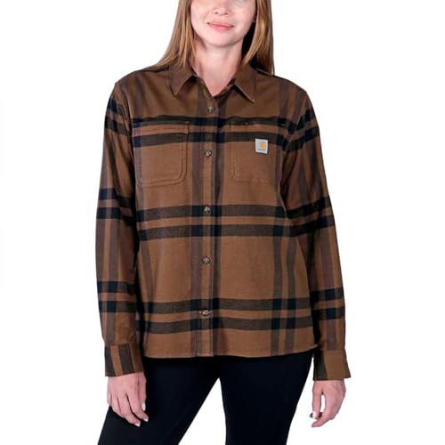 Carhartt Damen 105989 Rugged Flex Loose Fit Midweight Flanne, Carhartt Braun meliert, M von Carhartt