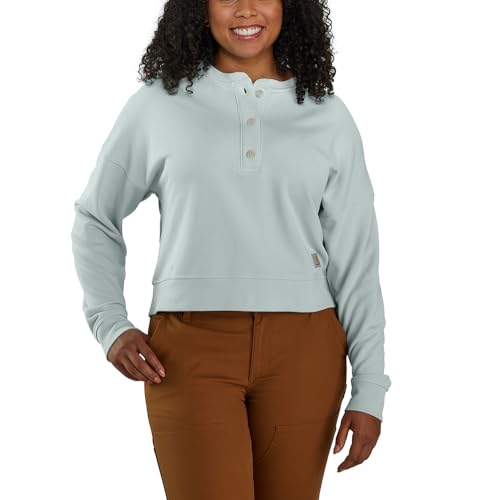 Carhartt Damen 106182 Damen-Sweatshirt, lockere Passform, mittelschwer, French Terry Henley, Dew Drop, XL von Carhartt