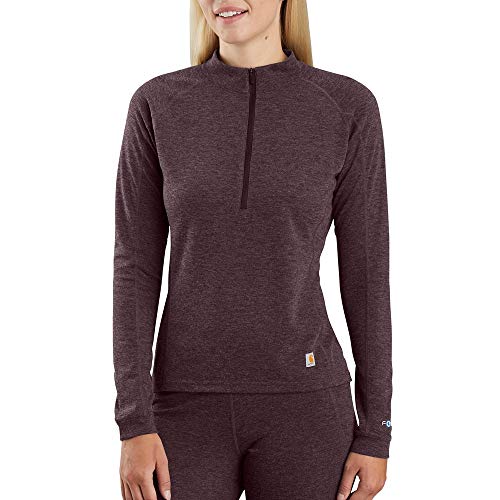 Carhartt Damen Force Heavyweight Quarter-Zip Thermal Base Layer Long Sleeve Baselayer-Shirt, Deep Wine Heather, X-Groß von Carhartt