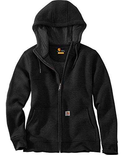 Carhartt Damen Relaxed Fit Mittelschweres Full-Zip Sweatshirt, Schwarz, L von Carhartt