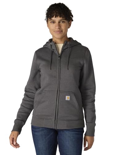 Carhartt Damen Clarksburg Full Zip Sweatjacke Arbeits-T-Shirt, Anthrazit meliert, X-Klein von Carhartt